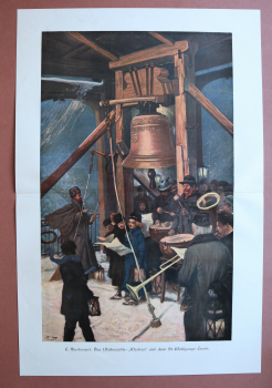 Kunst Druck E Sturtevant 1890-1900 Das Weihnachts Wecken auf dem St Wolfgangs Turm